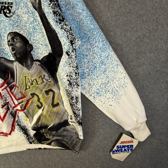 Vintage LA Lakers Magic Johnson Sweatshirt NBA Medium DEADSTOCK Graphic 90’s T’s - Picture 5 of 16